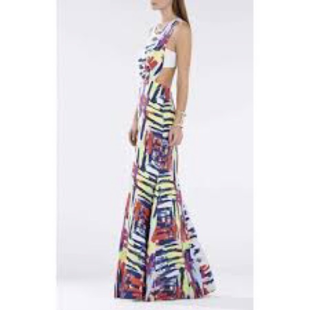 BCBGMaxAzria Blue and Red Sheath Maxi Dress - Picture 2 of 7